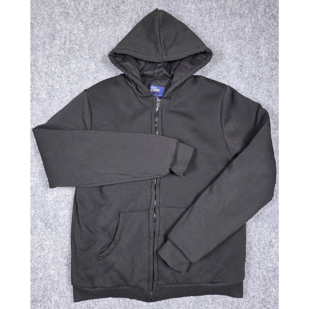 Cold Storage Zip Up Hoodie Mens Large Black Long Sleeve Insulated Sweatshirt